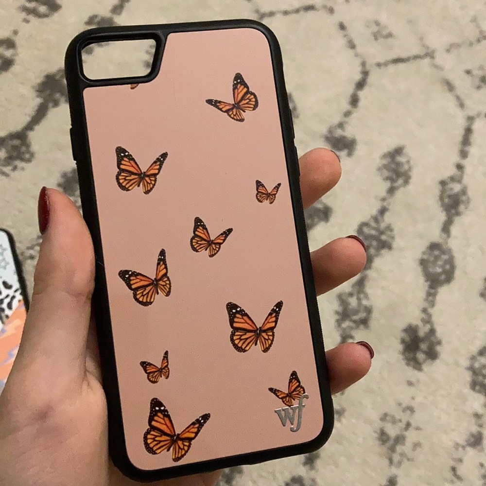 Wildflower pink butterfly iphone case